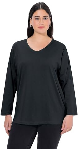 Ulla Popken Damen Basic-v-Shirt, Langarm Langarmshirt (1er Pack)