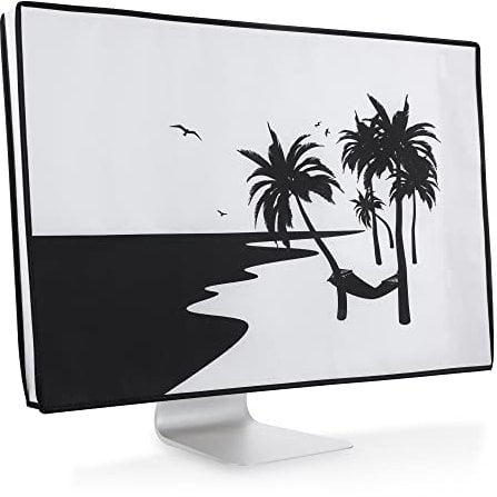 kwmobile 27-28 monitor Cover - Protezione Monitor PC Antipolvere Schermo Computer - Custodia Protettiva Relax sull'Amaca Bianco