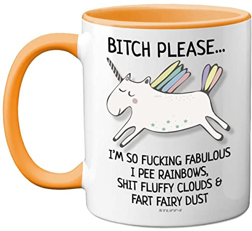 Bitch Please I'm So Fabulous Unicorn Mug, 11oz Ceramic Yellow Handle Mugs, Funny Gifts for Women, Birthday Present, Tea Sets for Adults, Unicorn Gifts, Christmas, Your Best Friend