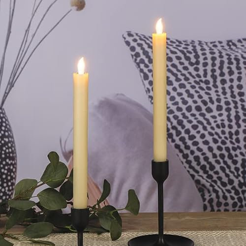 Haushalt International LED Stabkerze Kerze Elfenbein farbig 2er Set warmweiss