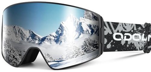 Odoland Skibrille Kinder Unisex Snowboardbrille Helmkompatible mit UV-Schutz und Anti-Beschlage für Jungen und Mädchen zum Skifahren