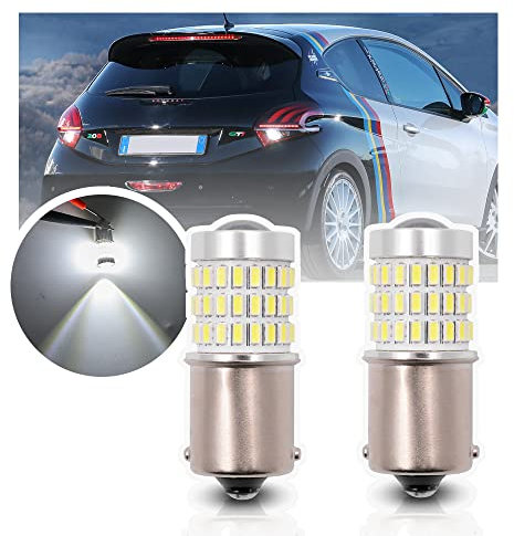 NSLUMO Ampoules de recul, P21W Ampoule LED pour Peug.eot 208 3008 5008 207 208 308, Ci/troen C4 Cactus C4 C5 C3 P21W LED Feu de recul 2x Xénon Blanc Canbus Ampoules de recul Lampe de recul