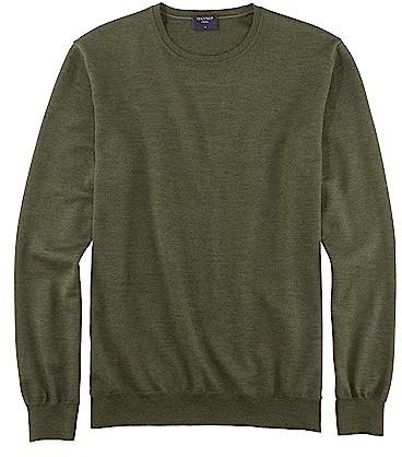 OLYMP Herren Pullover Rundhals Casual.Strick,Single Jersey,Regular fit | Pullover, Rippbündchen, Regular Fit, 100%Schurwolle