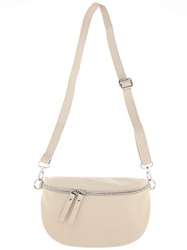 Zwillingsherz Bauchtasche mit Reißverschluss aus 100% Echtleder - Hochwertige Schultertasche zum Umhängen für Damen Frauen Mädchen – Crossbag groß und elegant - Umhängetasche Handtasche Bag