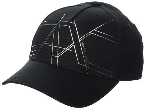Armani Exchange Herren Mütze mit metallischem Logo Baseballkappe, Schwarz, Einheitsgröße