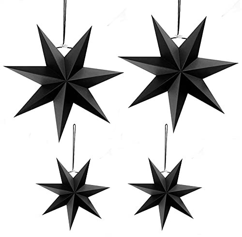 Miuno Papiersterne für Weihnachts Deko, Weihnachtspapiersterne, 25cm 40cm, Skandinavisch Papiersterne für Weihnachtsdekoration, Fensterdekoration,Advent,DIY (4Schwarz)
