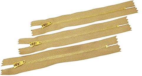 3 Pezzi/Cerniere in ottone Chiuse con Cursore Semi-automatico, Disponibile in Maya 3#, Cerniera per cucire, Cerniera per cucire su vestiti, (30 cm, Beige)