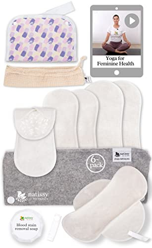 Assorbenti mestruali riutilizzabili biologici antiscivolo, per flusso leggero, confezione da 6 pezzi, S + M, in viscosa, a prova di perdite e inodore, per donne e adolescenti, lavabili ad alta