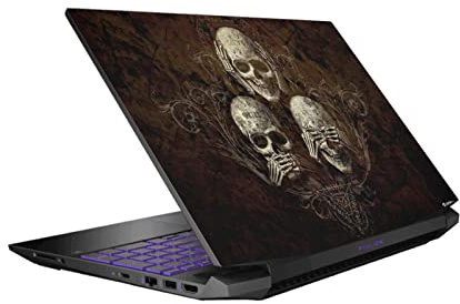 Head Case Designs Officially Licensed Alchemy Gothic No Evil Three Skull Dark Vinyl Sticker Skin Decal Cover Compatible With HP Pavilion 15.6 15-dk0047TX