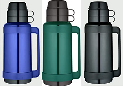 1 Thermal Flask Glass Vacuum Insulated Portable Family Flask for Hot & Cold Drinks Soup 1.8L Capacity
