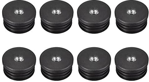 sourcing map 8Pcs Inserts for Round Tubes with M8 Thread, for 38mm/1.5 OD Round Tube, Round Black Plastic Plug Caster Insert Chair End Caps Furniture Leg Plug