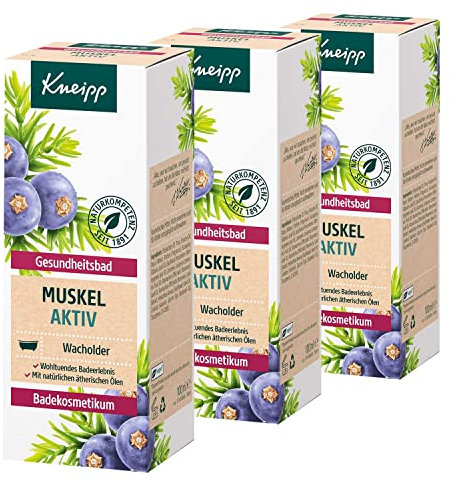 3 x Kneipp Gesundheitsbad Muskel Aktiv Wacholder je 100ml Badekosmetikum Badeöl