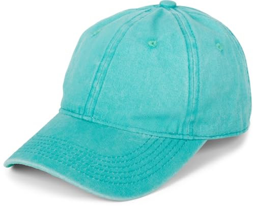 styleBREAKER Unisex Baseball Cap Vintage Look verstellbar 6-Panel Cappy in Washed Optik mit gebogenem Schirm Baumwolle Retro Cap Damen und Herren, Farbe:Aquagrün
