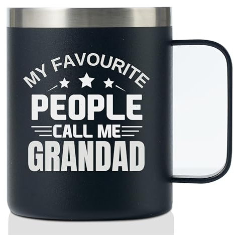 Onebttl Grandad Gifts Coffee Mug, Christmas Birthday Father's Day Gifts for Grandfather from Grandchildren, Stainless Steel Mug with Lid, 12oz/350ml - My Favourite People Call Me Grandad
