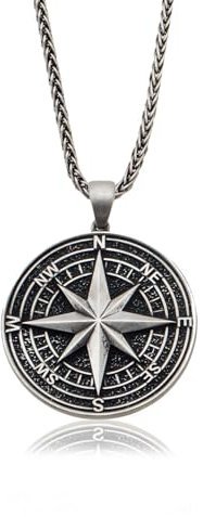 bysilvergates Kompass-Halskette – 925er Sterlingsilber, Führungssymbol-Anhänger für Abenteuer und Stil, Sterling Silber, Amazonit
