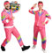 Aomig 90er 80er Jahre Kostüm Erwachsene, Retro Trainingsanzug für Männer Frauen, Disco Ganzkörperanzug, Partner Outfit Jacke und Hose 80er Party Bad Taste für Mottoparty Karneval(Rosarot-XL)