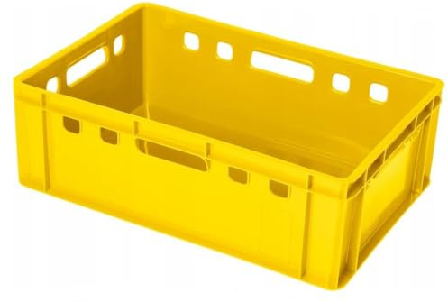 BirnePower Fleischerkiste Fleischkiste Eurofleischerkiste E2 Stapelkiste Kiste Farbe Gelb Eurobox Lagerkiste Metzgerkiste Box 60x40x20 cm (4)