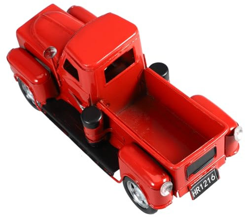 Luxshiny Auto Modell Vintage-LKW-Spielzeug Kleines Rotes Modellauto Realistische Metall-Pickup-Truck-Figur Tischdekoration Kleines Fahrzeugmodell Bauernhaus Sammlerstück Für Zuhause Schreibtisch