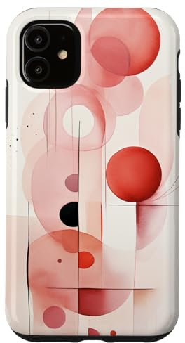 Minimal Blush Pink Abstract Shapes Watercolor Illustration Case for iPhone 11