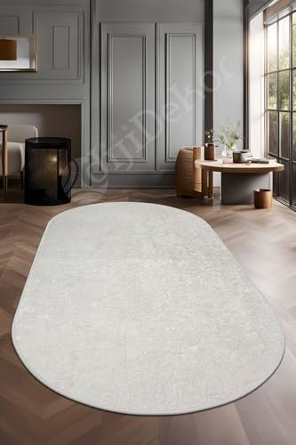 dijidekor-Teppich, cremefarben, cool, Janjanli, waschbar, rutschfest, schneidend, dünner Läufer, Teppich, Wohnzimmer-Teppichmodelle | Leichte Creme - 120x150cm - - Oval - ohne Scheide