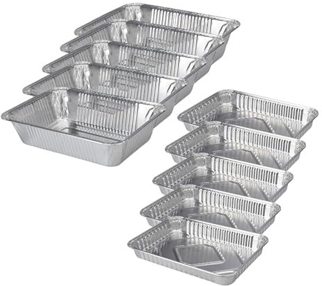 La Esencia Lot de 10 Plateaux en Aluminium, Plateaux pour Barbecue, Plateaux Jetables 2 Tailles, Plateaux de Four, Récipients Alimentaires, Plateaux pour Cuisiner, Griller et Pâtisserie