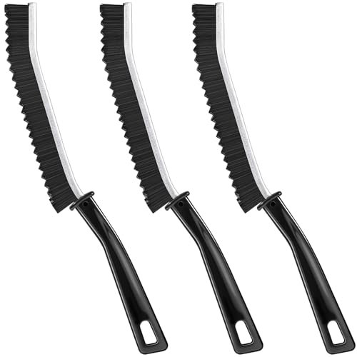 Tinerray Paquete de 3 cepillos de limpieza de hendiduras de cerdas duras, cepillo de limpieza multifuncional pequeño para baño, cocina, sala de estar, lechada, ventana, vehículo, grifos, inodoro