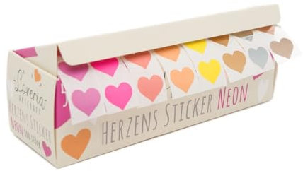 Loveria Sticker Set Herzen - Neon | 500 Herzsticker in 8 Farben | Für Hochzeit, Geschenke, DIY, Briefe, Laptop, Valentinstag | 1,5cm