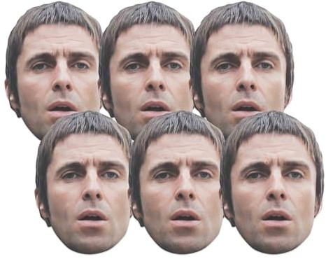 Star Cutouts CMP004 Liam Gallagher Masks Six Pack Cardboard Face Masks With Tabs and Elastic