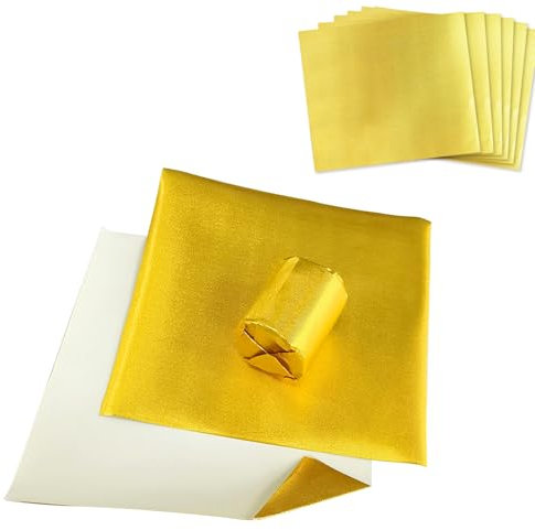 AstraGlam Schokoladen Verpackung, Gold Folie Papier 19x16cm, Ideal Für Pralinen Und Kreative DIY-Projekte, 100 Stück Lebensmittelechte Alufolie