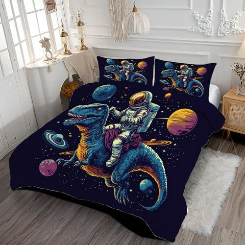 GSAEIMCT Bettdecke Lustiger Dinosaurier-Astronaut 200x200 Vier-Jahreszeiten-Bettwäsche-Set Atmungsaktive Zudecke Tagesdecke Schlafdecke Weiche Winter Quilted Steppdecke Ganjahresdecke