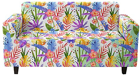 Odot Sofa Überzug,Sofabezug Ecksofa,Couch Überzug für 1/2/3/4 Sitzer,Grünes Blatt drucken Sofa Überzug,Elastische sofabezug L Form rutschfest Sofaschoner,für Schmücken (Bunt,1-Sitzer)