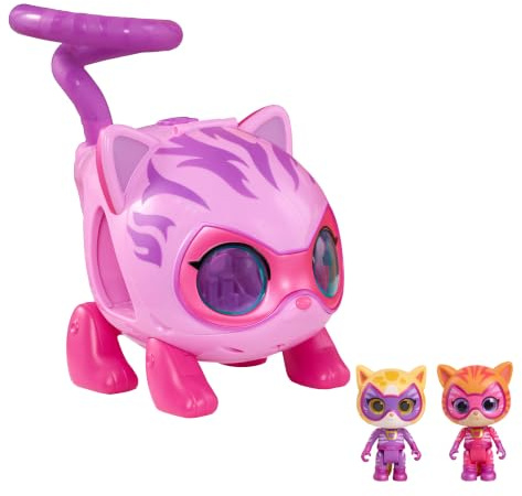 Just Play Disney Junior SuperKitties Su-Purr Wild Kitty Copter with Lights and Sounds, 3 Pieces, Poseable Figures, Toy for Fans, Girls, Kids, Ages 3 and Up