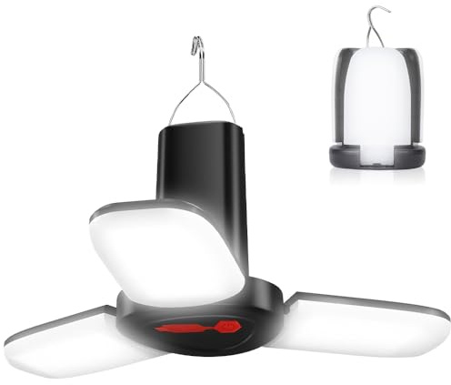Aoreun LED Campinglampe, Tragbar Camping Laterne Mini Faltbar Outdoor Lampe für den Garten mit 3 Leuchtmodi Aufladbar Akkubetriebene Dimmbar Wandern, Wohnwagen, Notlicht für Blackout Notfall, Schwarz