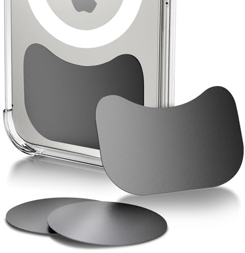 volport 3M Self Adhesive Metal Plate Extra Strong for Magnetic Car Holder Phone Mount, Universal & Thin Mounting Disc Replacement Stick On Case Back 4 Pack Black Rectangle & Round
