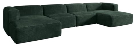 Luxusbetten24 Designer Sofa Comfy U in Cord Grün