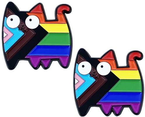 ARYIMYDP 2 Stück Regenbogen Pride Pins Outfit, Emaille-Anstecker Pride Accessoires für Kleidung, Rucksack, Rainbow Friends Accessoires, Katzen-Pins