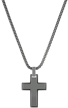 s.Oliver Kette mit Anhänger für Herren, Halsschmuck, Kreuz, Kommt in Schmuck Geschenk Box
