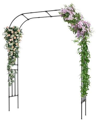 Gartenbogen aus Metall 180x40x240 cm, Rosenbogen Torborgn Stabil, Schwarz | Kletterpflanzen Rankhilfe, Pflanzenbogen für Rosen & Gemüse, Wetterfest Garten Rankgitter für Hochzeit & Party Dekor