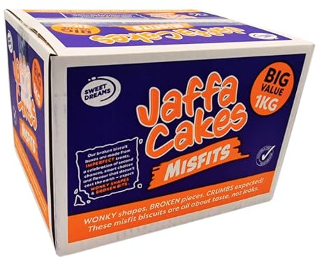 Jaffa Cake Misfits 1kg Box – Broken Biscuits & Wonky Shapes – Mis-Shaped Chocolate & Orange Treats – Bulk Snack Value Pack – Crumbs Expected – Big Flavour, Big Value