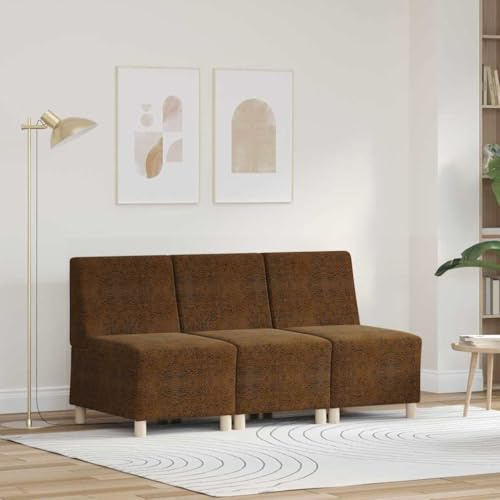 YuuSsea Sofa Stuhl 3er Set, Braun, 55x74x82 cm, Faux Wildleder, Modulares Design, Robuster Holzrahmen, Gemütlicher Lounge Sessel für Wohnzimmer, Schlafzimmer, Büro
