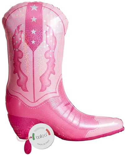 balloa Folienballon XXL Cowboystiefel Pink, Western Partydeko, 63 cm | Pinker Cowboystiefel im Glitzer-Look mit Stern, XXL, heliumgeeignet, ungefüllt, Deko für Western- und Mädchenpartys