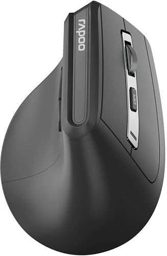 Rapoo EV310M Vertikale Maus kabellos, leise Klicks, Bluetooth & USB 2.4GHz | Ergonomische Vertikalmaus wireless ohne Kabel, Silent, Multi Device für 3 Geräte, bis zu 2400 DPI, 9 Monate Batterie, schwarz