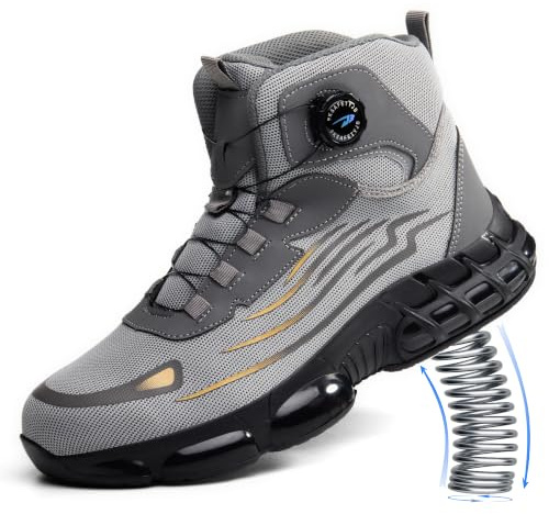 COOU Scarpe Antinfortunistiche Uomo Donna Sportive Punta Acciaio | Scarponi Antinfortunistiche alte leggere Scarponi da Lavoro Comode stivali da lavoro ammortizzate Traspiranti
