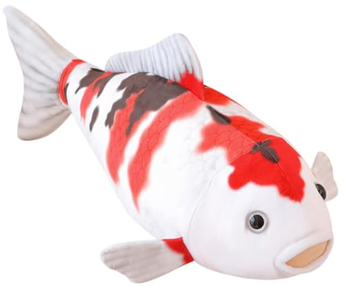 Ferricult Großes Koi-Fisch-Plüschkissen, lebensechtes 3D-Koi-Fisch-Plüschtier, Glücksbringer, dekorativer Karpfen, weiches Körperkissen für Couch, Bett, Zimmerdekoration, Verwendung im Haus