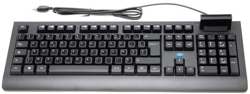 SIMPLETEK - Clavier USB avec lecteur de carte à puce CNS intégré - Autocollants pour disposition AZERTY Français FR Préappliqués - pour carte sanitaire