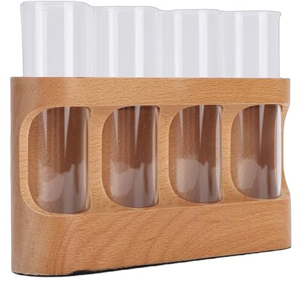 YDuupxe Plant Propagation Station with LED Lights, Dimmable Desk Plant Stand 4 Glass Test Tubes for Desktop Gardening