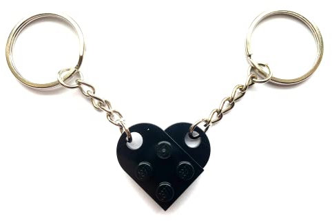 LEGO Black Love Heart Keychain Keyring Valentines Birthday Gift