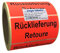 Warnetiketten auf Rolle - Rücklieferung Retoure - 500 Stück je Rolle - 100 x 50 mm - Leuchtrot Haftpapier stark haftend - Versandaufkleber