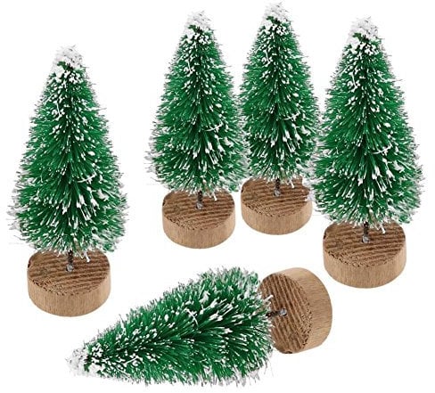 ILOVE DIY Lot de 10 Sapin de Noel Artificiel Mini Arbre de Noël Miniature Decoration Table Intérieur (Vert, Hauteur 4.5cm)