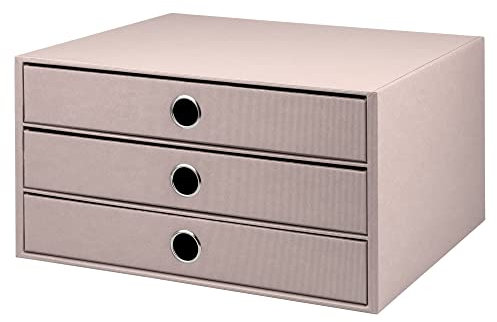 Rössler SOHO 3er Schubladenbox A4 aus Papier | Büro Organizer Schreibtisch| Schubladen Organizer Büro Zubehör & Bürobedarf | Schreibtisch Organizer Box | 34 x 25 x 19 cm | 1 Stück | Farbe: Powder